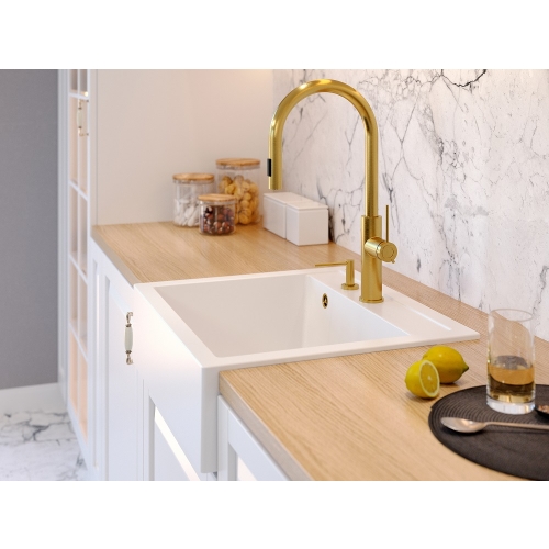 bateria kuchenna z wyciąganą wylewką i ze zmianą strumienia wody Jennifer złota